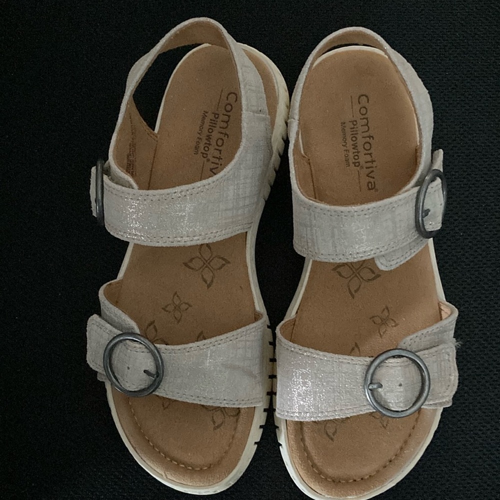 Comfortiva Pillowtop Memory Foam Sandals with Velcro Adjustable Straps